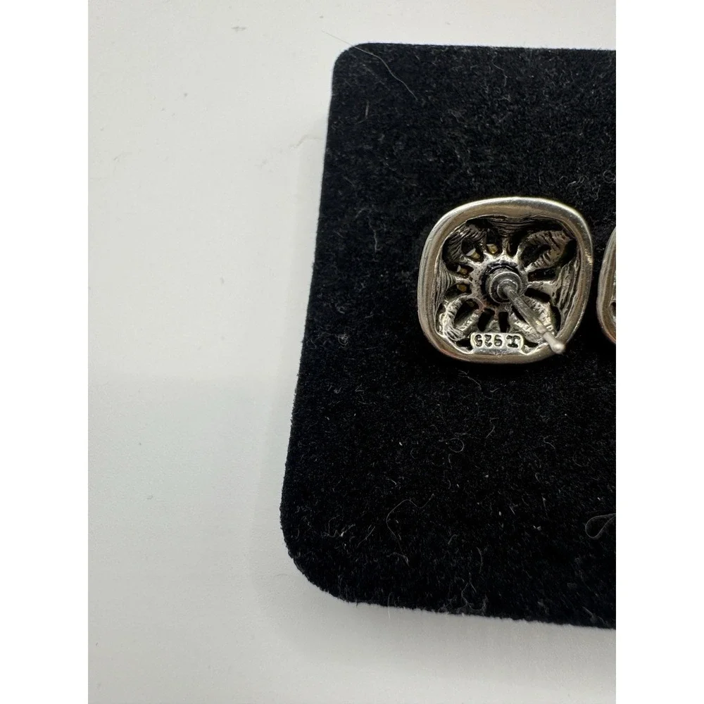 Vintage‎ Sterling Silver Marcasite Mabe Pearl Stud Earrings 925 Elegant